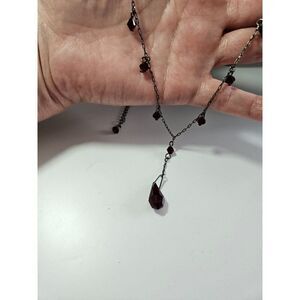 *Sale* Dark silver tone Y style necklace 18-21"